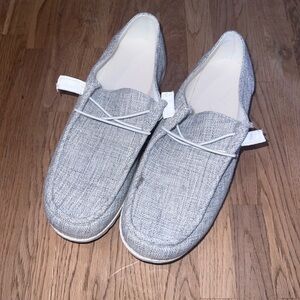 Textured Gray Slip-On Loafers